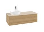 Villeroy und Boch Antao Waschtisch-Unterschrank K33053HN 120x36x50cm, Hahnloch, Waschbeckenplattenfarbe botticino, honey oak