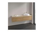 Villeroy und Boch Antao Waschtisch-Unterschrank L38053HN mit Beleuchtung, 2 Auszüge, 1600 x 360 x 500 mm, Front ohne Struktur, Honey Oak / Botticino