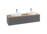 Villeroy und Boch Antao Waschtisch-Unterschrank K28151GK 160x36x50cm, Hahnloch, Waschbeckenplattenfarbe honey oak, anthracite matt lacquer