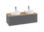 Villeroy und Boch Antao Waschtisch-Unterschrank K35151GK 120x36x50cm, Hahnloch, Waschbeckenplattenfarbe honey oak, anthracite matt lacquer