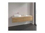 Villeroy und Boch Antao Waschtisch-Unterschrank L37053HN mit Beleuchtung, 2 Auszüge, 1600 x 360 x 500 mm, Front ohne Struktur, Honey Oak / Botticino