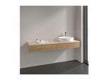 Villeroy und Boch Antao Waschtisch-Unterschrank L16113HN mit Beleuchtung, 2 Auszüge, 1600 x 190 x 500 mm, Front mit Struktur, Honey Oak / Botticino