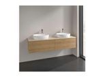 Villeroy und Boch Antao Waschtisch-Unterschrank L39153HN mit Beleuchtung, 2 Auszüge, 1600 x 360 x 500 mm, Front mit Struktur, Honey Oak / Botticino