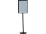 Update Display Infoständer, doppelseitig, Stahl-Fussplatte, ovales Zentralprofil, DIN A1 Hochformat, schwarz