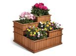needs&wants® Multi Hochbeet mit 4 Pflanzkästen quadratisch aus Holz für Garten Balkon Terrasse, 4er Pflanzbeet Blumenbeet niedrig mit Folie, 81 x 81 x 61 cm, braun