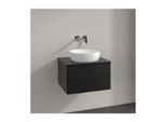Villeroy und Boch Antao Waschtisch-Unterschrank L18050PD mit Beleuchtung, 2 Auszüge, 600 x 360 x 500 mm, Front ohne Struktur, Black Matt Lacquer / Black Matt Lacquer