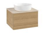 Villeroy und Boch Antao Waschtisch-Unterschrank L29013HN mit Beleuchtung, 60x36x50cm, Waschbeckenplattenfarbe botticino, honey oak