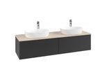 Villeroy und Boch Antao Waschtisch-Unterschrank K39153PD 160x36x50cm, Hahnlochbohrung, Waschbeckenplattenfarbe botticino, black matt lacquer