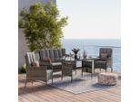 Beldano , Grau , Metall, Kunststoff, Glas, Textil , Füllung: Schaumstoffflocken,Schaumstoffflocken , Tisch mit Glasplatte , Gartenmöbel, Loungemöbel, Loungegarnituren