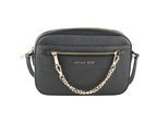 Michael Kors Women's Jet Set Item Large East West Saffiano Leather Zip Chain Crossbody Handbag (Black Solid/Gold)