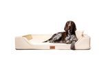 Tierlando MELODY LATEX - Orthopädisches LUXUS-Hundebett mit Anti-Haar Kunstleder creme 1 m, 22 cm, 75 cm