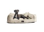 Tierlando ® Orthopädisches Hundebett FRANKLIN Kuscheliger Teddy-Stoff - Hundesofa creme 1,1 m, 22 cm, 90 cm
