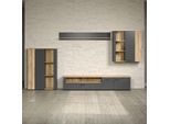 Wohnwand HOME AFFAIRE "Estepona", grau (anthrazit mit eiche), B:348cm H:200cm T:41cm, Holzwerkstoff, Kastenmöbel-Sets, Wohnwand, Türen mit Akustikpaneel-Look