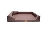 Tierlando MELODY LATEX - Orthopädisches LUXUS-Hundebett mit Anti-Haar Kunstleder braun 1,2 m, 22 cm, 85 cm