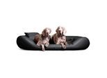 Tierlando ® Orthopädisches Hundebett SAMMY | Pflegeleichtes Kunstleder | L-XXXXL schwarz/ graphit 2,2 m, 35 cm, 1,2 m