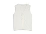 TOM TAILOR DENIM Damen Top mit Schleifen-Details, weiß, Uni, Gr. M