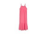TOM TAILOR DENIM Damen Maxi-Kleid mit Volants, rosa, Uni, Gr. M