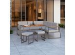 Beldano , Grau, Naturfarben , Holz, Metall, Textil , Akazie , massiv , Füllung: Komfortschaum,Komfortschaum , L-Form , 190x190 cm , Gartenmöbel, Loungemöbel, Loungegarnituren