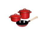Riess , Rot , Metall , 18 cm , 2,5 l,1,5 l , 34x19x43 cm , Kochen & Essen, Töpfe, Kochtopfsets