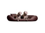 Tierlando ® Orthopädisches Hundebett SAMMY | Pflegeleichtes Kunstleder | L-XXXXL braun 1,4 m, 30 cm, 1,05 m
