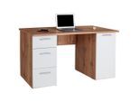 Möbelix , Weiß, Eichefarben , Holzwerkstoff , 3 Schublade(n) Schubladen , rechteckig , 138x76 cm , Büromöbel, Schreibtische, Schreibtische