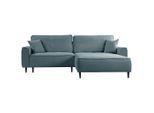 Mid.you , Blau , Textil , Kiefer , Füllung: Polyurethan (PUR),Polyurethan (Pur) , Ottomane rechts, L-Form , 263x183 cm , Made in EU ,