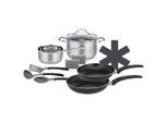 Möbelix , Schwarz, Silberfarben , Glas , 20 cm,16 cm , rund , 31.5x15x55 cm , Messskala , Kochen & Essen, Töpfe, Kochtopfsets