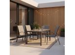 Gardenson , Graphitfarben, Grau , Metall, Glas, Textil , Stühle stapelbar , Gartenmöbel, Gartenmöbel-Sets, Gartengarnituren