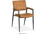 Esszimmerstuhl OMG DESIGN "Bodie", braun (cognac, schwarz, cognac), B:46cm H:89,5cm T:64,5cm, Polyester, Stühle, Esszimmerstuhl, bequemer Armlehnenstuhl, pflegeleichter Bezug