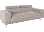 2-Sitzer DOMO COLLECTION "Trento, mit Kufenfuß oder Einzelfuß", grau (taupe), B:208cm H:79cm T:104cm, 92% Polyester, 8% Nylon, Sofas, 2-Sitzer, whlw. verstellbare Kopfteile, passend für gängige Saugroboter