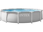 Framepool INTEX "»Prism Frame™ Premium Pool«", grau, blau, weiß, H:76cm Ø:366cm, Schwimmbecken, Framepool, ØxH: 366x76 cm, mit Kartuschenfilteranlage