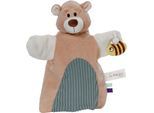 Schmusetuch NICI "My first NICI, Handpuppe Bär 2in1 26x25 cm", Baby, beige, Plüsch, Polyester, Schnuffeltücher Schmusetuch, sanfte Materialmix aus glattem und geripptem Plüsch