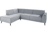 Ecksofa DOMO COLLECTION "Amora, inkl. Federkern für mehr Sitzkomfort, Breite 263cm, L-Form", silber, B:263cm H:81cm T:191cm, Struktur (100% Polyester);Struktur grob (100% Polyester);Luxus-Microfaser (100% Polyester), Sofas, Ecksofa, Komfortsitzhöhe 47 cm, Fußhöhe passend für gängige Saugroboter