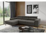 Ecksofa DOMO COLLECTION "Cunelli tolle Sitznähte als Designelement, fester Sitzkomfort, L-Form", grau, B:292cm H:79cm T:175cm, Lederlook;100% Polyurethan, Sofas, Ecksofa, whlw. verstellbare Kopfteile, passend für gängige Saugroboter
