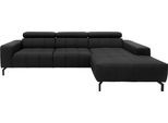 Ecksofa DOMO COLLECTION "Cunelli tolle Sitznähte als Designelement, fester Sitzkomfort, L-Form", schwarz, B:292cm H:79cm T:175cm, Lederlook;100% Polyurethan, Sofas, Ecksofa, whlw. verstellbare Kopfteile, passend für gängige Saugroboter