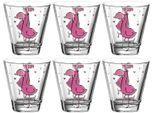 Kinderbecher LEONARDO "BAMBINI Flamingo", bunt (mehrfarbig), H:9cm Ø:9cm, Glas, Trinkgefäße, Kinderbecher, 215 ml, 6-teilig