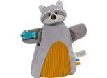 Schmusetuch NICI "My first NICI, Handpuppe Waschbär 2in1 26x25 cm", Baby, grau, Plüsch, Polyester, Schnuffeltücher Schmusetuch, sanfte Materialmix aus glattem und geripptem Plüsch