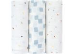 Stoffwindeln LÄSSIG "Mullwindeln, L, Happy Fruits, blue", Baby, weiß, Baumwolle, Windeln Stoffwindeln, GOTS made with organic materials, zertifiziert durch BCS 27262