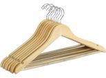 Kleiderbügel WENKO "Modell Eco", braun, B:45cm H:23,5cm T:1,2cm, Massivholz, Kleiderbügel, Kleiderbügel, für Garderobe & Kleiderschrank, mit Hosensteg & Rockeinkerbung, Holz, Topseller