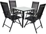 Garten-Essgruppe VCM "5 tlg. Alu Gartenset Sitzgruppe Tisch Stühle 80 MA", schwarz (anthrazit), B:80cm T:80cm, Obermaterial: 100% Metall MT., Sitzmöbel-Sets, Garten-Essgruppe