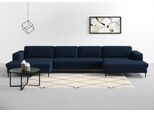 Wohnlandschaft DOMO COLLECTION "Modica U-Form aktuelles, kubisches Design mit 2 Recamieren, viel Platz", blau (marine), B:438cm H:83cm T:173cm, Sofas, Wohnlandschaft, XXL, auch in Cord, Fußhöhe passend für gängige Saugroboter