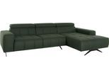 Ecksofa DOMO COLLECTION "Trento L-Form, mit Kufenfuß oder Einzelfuß", grün, B:287cm H:79cm T:175cm, 100% Polyester, Sofas, Ecksofa, whlw. verstellbare Kopfteile, passend für gängige Saugroboter
