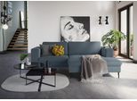 Ecksofa DOMO COLLECTION "Modica kompakt und elegant, Breite 244, L-Form", grau (grau, blau), B:244cm H:83cm T:173cm, Sofas, Ecksofa, Auch in Cord, Fußhöhe passend für gängige Saugroboter