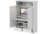 Wäscheschrank OTTO HOME "Gotland Home Office Schrank, Mehrzweckschrank, Büroschrank", weiß, B:124cm H:178,4cm T:40cm, Massivholz, Schränke, Wäscheschrank, mit Ausziehregal, Schublade, stabil + langlebig, Massivholz made in EU