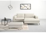 Ecksofa DOMO COLLECTION "Modica kompakt und elegant, Breite 244, L-Form", beige, B:244cm H:83cm T:173cm, Sofas, Ecksofa, Auch in Cord, Fußhöhe passend für gängige Saugroboter