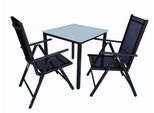 Garten-Essgruppe VCM "3 tlg. Alu Gartenset Sitzgruppe Tisch Stühle 80 MA", schwarz (anthrazit), B:80cm T:80cm, Obermaterial: 100% Metall MT., Sitzmöbel-Sets, Garten-Essgruppe