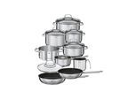 Topf-Set RÖSLE "ELEGANCE", silber (edelstahlfarben), Töpfe, Topf-Set, mit Glasdeckel und Innenskalierung, spülmaschinen-/ induktionsgeeignet