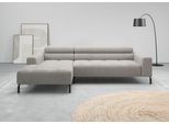 Ecksofa HOME AFFAIRE "Claya, 258 cm breit, L-Form, Kopfteilverstellung", grau, B:258cm H:71cm T:179cm, 95% Polyester, 5% Nylon, Sofas, Ecksofa, Moderne Steppung, weicher Polsteraufbau & saugroboterfreundliche Höhe