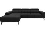 Ecksofa DOMO COLLECTION "Cunelli tolle Sitznähte als Designelement, fester Sitzkomfort, L-Form", schwarz, B:292cm H:79cm T:175cm, Lederlook;100% Polyurethan, Sofas, Ecksofa, whlw. verstellbare Kopfteile, passend für gängige Saugroboter