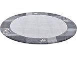 Wollteppich THEKO "Royal Ganges", silber (silberfarben), H:13mm Ø:150cm, Viskose, Wolle, Teppiche, 95% Wolle, mit Bordüre, ideal im Wohnzimmer & Schlafzimmer